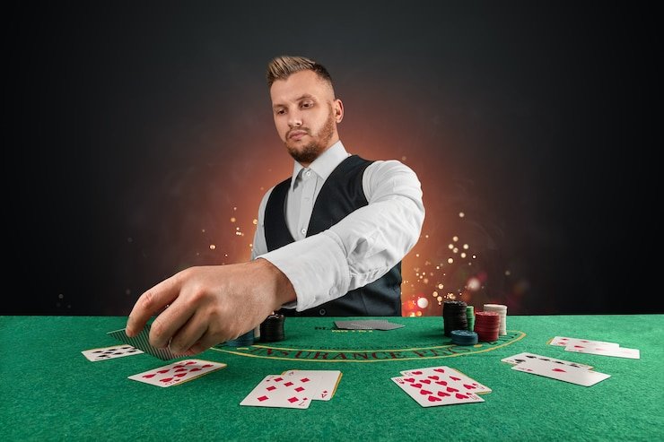 Blackjack Dealer Langsung Meja blackjack dealer langsung di studio JILI dengan multi-kamera